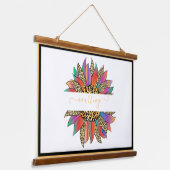 Regenbogen und Leopardensonnenblume personalisiert Wandteppich Mit Holzrahmen (Gewinkelt)