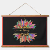 Regenbogen und Leopardensonnenblume personalisiert Wandteppich Mit Holzrahmen (Vorne)