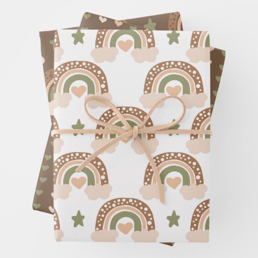Regenbogen und Liebe Herzmuster Geschenkpapier Set (Beispiel)