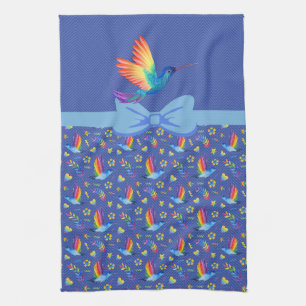 Regenbogen und Liebe Humming Bird in Blueberry Geschirrtuch