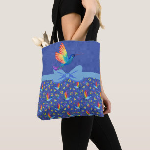 Regenbogen und Liebe Humming Bird in Blueberry Tasche