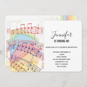 Regenbogen und Musiknoten Party Einladung (Vorne/Hinten)