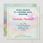 Regenbogen und Musiknoten Party Einladung (Vorne/Hinten)