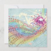 Regenbogen und Musiknoten Party Einladung (Rückseite)