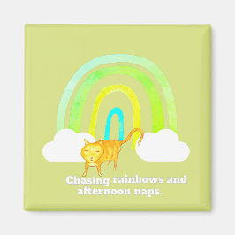 Regenbogen und Nickerchen süße rote Katze  Magnet