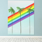 Regenbogen und Palmen Leinwanddruck (Insitu (Holzboden))