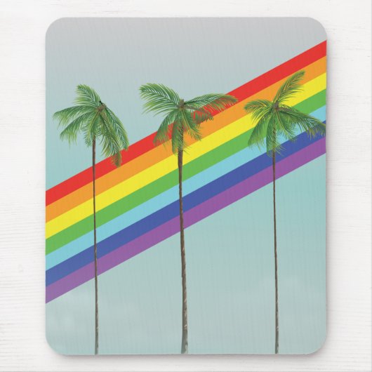 Regenbogen und Palmen Mousepad (Vorne)