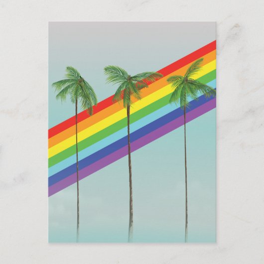 Regenbogen und Palmen Postkarte (Vorderseite)