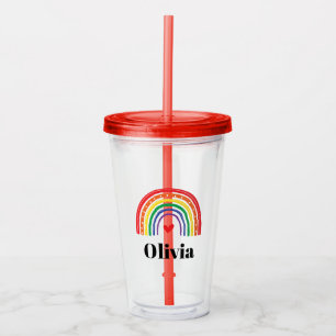 Regenbogen und personalisierter Acryltumbler Acryltrinkbecher