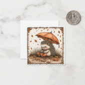 Regenbogen und Regenbogen: Igel Rainy Mitteilungskarte (Vorderseite/Rückseite Beispiel)