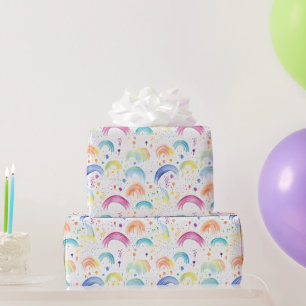 Regenbögen und regenbogenfarbene Blumen Geschenkpapier