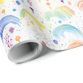 Regenbögen und regenbogenfarbene Blumen Geschenkpapier (Rolleneckpunkt)