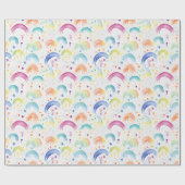 Regenbögen und regenbogenfarbene Blumen Geschenkpapier (Flach)