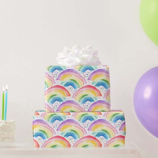 Regenbögen und regenbogenfarbene Blumen Geschenkpapier (Partygeschenke)