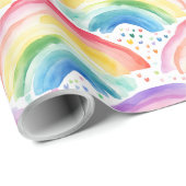 Regenbögen und regenbogenfarbene Blumen Geschenkpapier (Rolleneckpunkt)