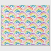 Regenbögen und regenbogenfarbene Blumen Geschenkpapier (Flach)