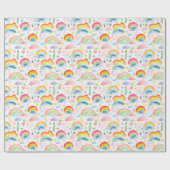 Regenbögen und regenbogenfarbene Blumen Geschenkpapier (Flach)