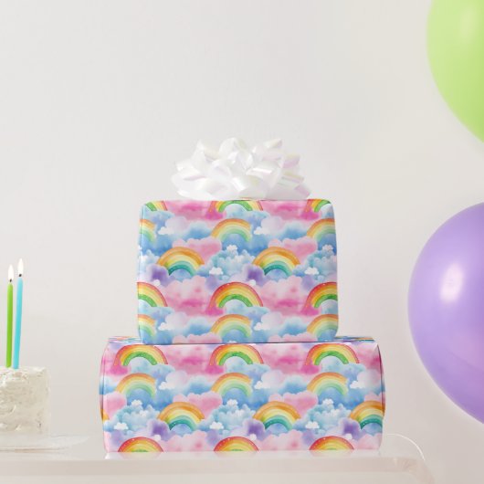 Regenbögen und regenbogenfarbene Wolken Geschenkpapier (Partygeschenke)