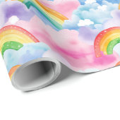 Regenbögen und regenbogenfarbene Wolken Geschenkpapier (Rolleneckpunkt)