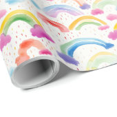 Regenbögen und regenbogenfarbene Wolken Geschenkpapier (Rolleneckpunkt)