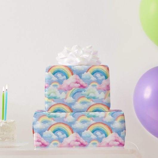 Regenbögen und Regenbogenwolken Geschenkpapier (Partygeschenke)