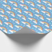 Regenbogen und Regentropfen auf Light Blue Geschenkpapier (Ecke)