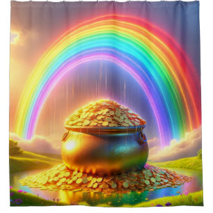 Regenbogen und Schatz Duschvorhang