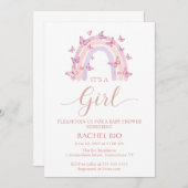 Regenbogen und Schmetterling Einladung zur Baby-Du (Vorne/Hinten)