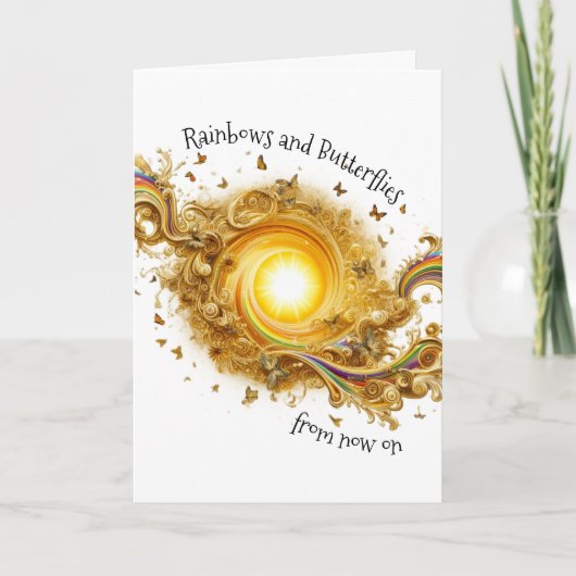Regenbogen und Schmetterlinge Karte (Vorderseite)
