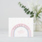 Regenbogen und Schneeflocken Dankeskarte (Stehend Vorderseite)