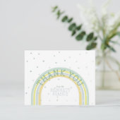 Regenbogen und Schneeflocken Dankeskarte (Stehend Vorderseite)