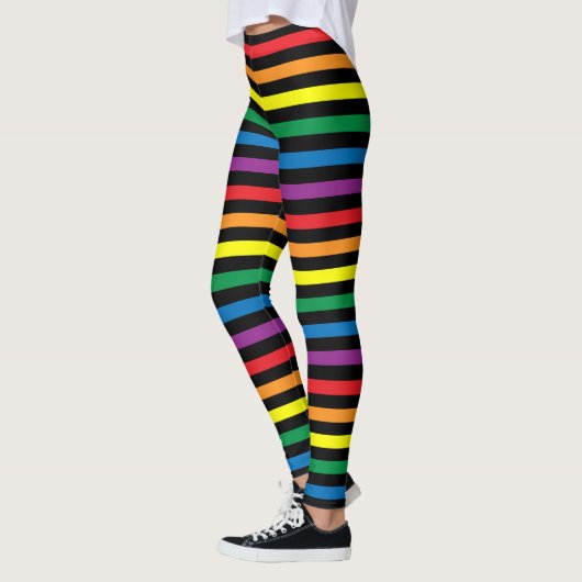 Regenbogen und schwarz gestreifte Leggings (Links)