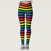 Regenbogen und schwarz gestreifte Leggings (Vorderseite)