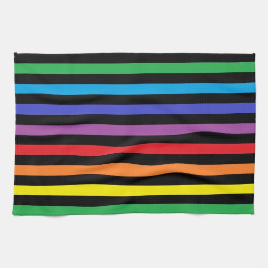 Regenbogen und Schwarz-Streifen-Geschirrtuch Handtuch (Horizontal)