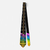 Regenbogen und schwarze Necktie mit Abstraktem Mus Krawatte (Vorderseite)