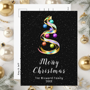 Regenbogen und schwarze Ornamente Frohe Weihnachte Feiertagspostkarte
