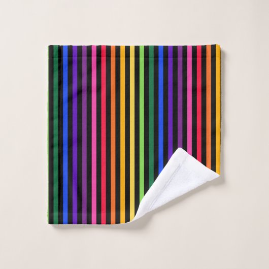 Regenbogen und schwarze Streifen Badhandtuch Set (Waschlappen)