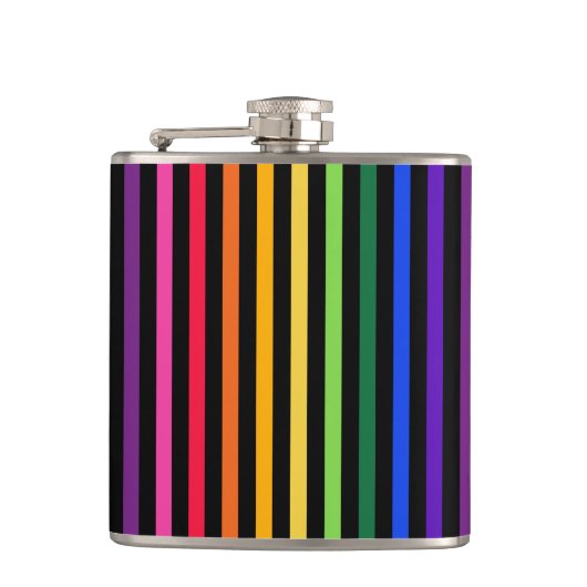 Regenbogen und schwarze Streifen Flachmann (Vorderseite)
