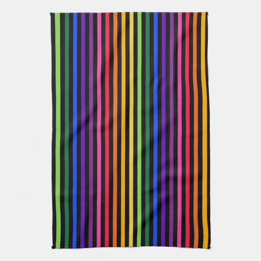 Regenbogen und schwarze Streifen Geschirrtuch (Vertikal)