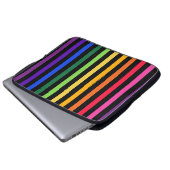 Regenbogen und schwarze Streifen Laptopschutzhülle (Vorne Knopf)