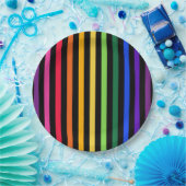 Regenbogen und schwarze Streifen Pappteller (Party)