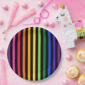 Regenbogen und schwarze Streifen Pappteller (Party)