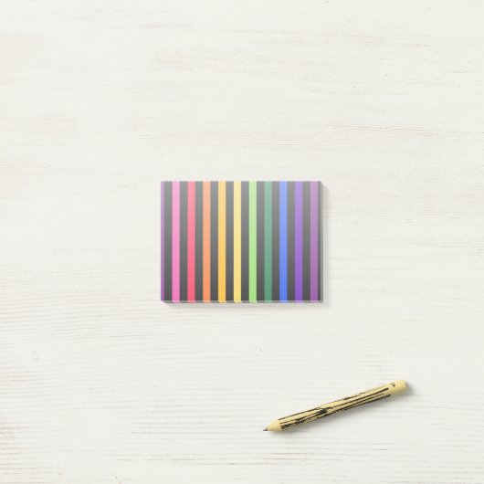 Regenbogen und schwarze Streifen Post-it Klebezettel (Auf Schreibtisch)