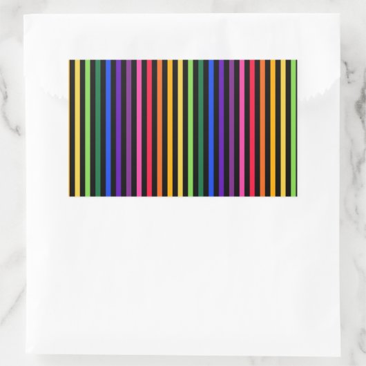 Regenbogen und schwarze Streifen Rechteckiger Aufkleber (Tasche)