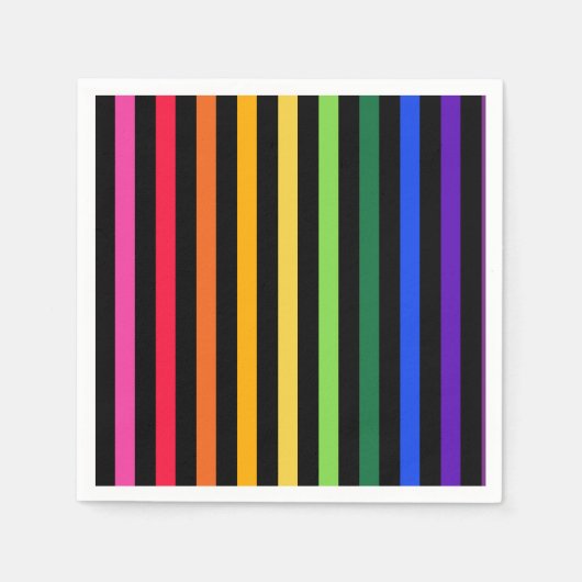 Regenbogen und schwarze Streifen Serviette (Vorderseite)
