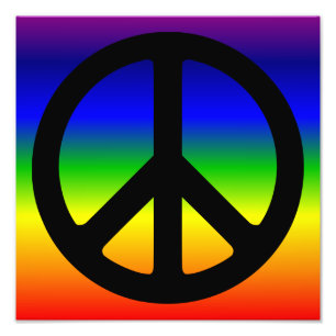 Regenbogen und schwarzes Friedenssymbol Fotodruck