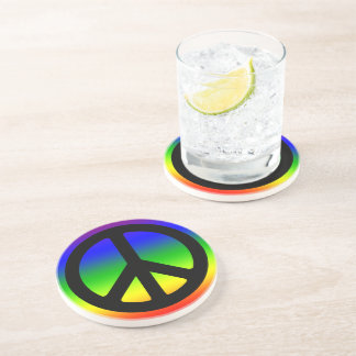 Regenbogen und schwarzes Friedenssymbol Getränkeuntersetzer