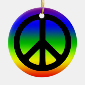 Regenbogen und schwarzes Friedenssymbol Keramik Ornament