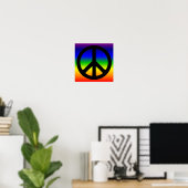 Regenbogen und schwarzes Friedenssymbol Poster (Heimbüro)