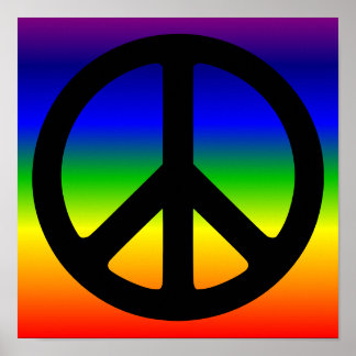 Regenbogen und schwarzes Friedenssymbol Poster